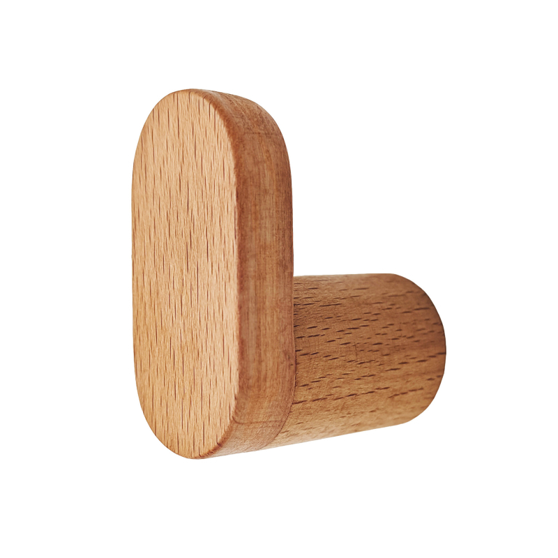 Cuier de perete din lemn, simplu, cuier cu un singur cârlig, capacitate de încărcare 5–10 kg, lansat în 2025, set de 10 bucăți.