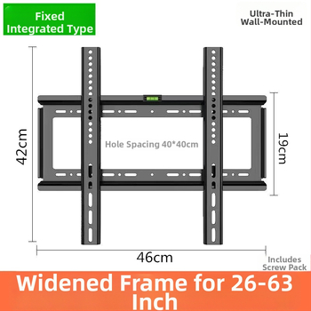 Универсален стенен монтаж за телевизор 26–65 инча, ултра тънък, студено валцована стомана, модел T50, тегло 1000 г