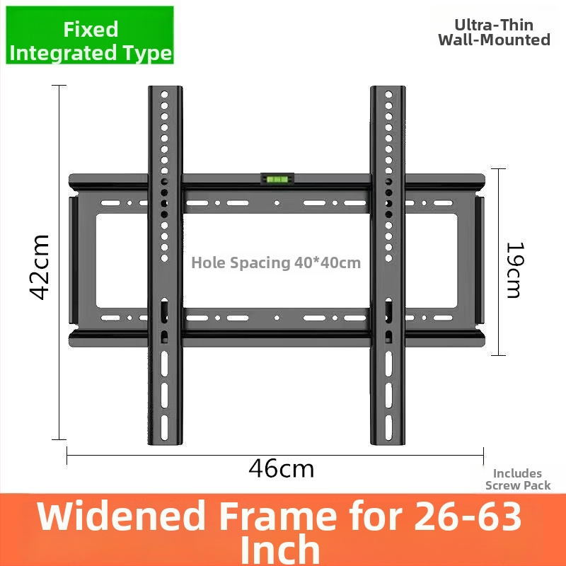 Универсален стенен монтаж за телевизор 26–65 инча, ултра тънък, студено валцована стомана, модел T50, тегло 1000 г