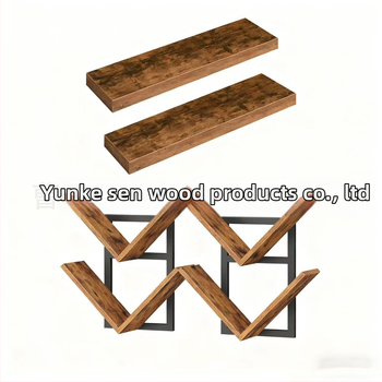 Стенно монтирана стойка за съхранение с двойно ниво на дисплея, дърво-бамбукова конструкция, вакуумно закрепване, мултифункционална