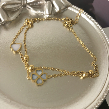 Глезенка от титаново-стоманена сплав, детелина с мъниста, женски стил, произход Jinhua, крачна бижутерия