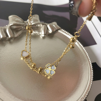 Глезенка от титаново-стоманена сплав, детелина с мъниста, женски стил, произход Jinhua, крачна бижутерия