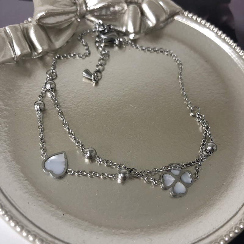 Глезенка от титаново-стоманена сплав, детелина с мъниста, женски стил, произход Jinhua, крачна бижутерия