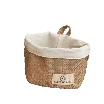 Coș de depozitare cu utilizare dublă – pentru perete sau birou, din iută și bumbac, stil japonez