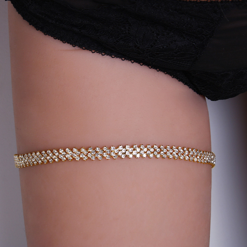 Медна гривна за глезен с ромбовиден дизайн и камъни вградени, еластична и регулируема, женски стил