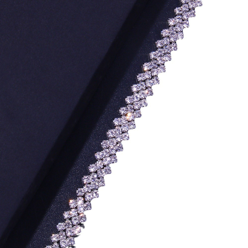 Медна гривна за глезен с ромбовиден дизайн и камъни вградени, еластична и регулируема, женски стил