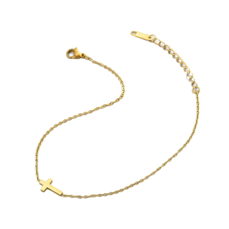 Дамски анкелт с геометричен кръст, 18K златно покритие върху неръждаема стомана, стил casual