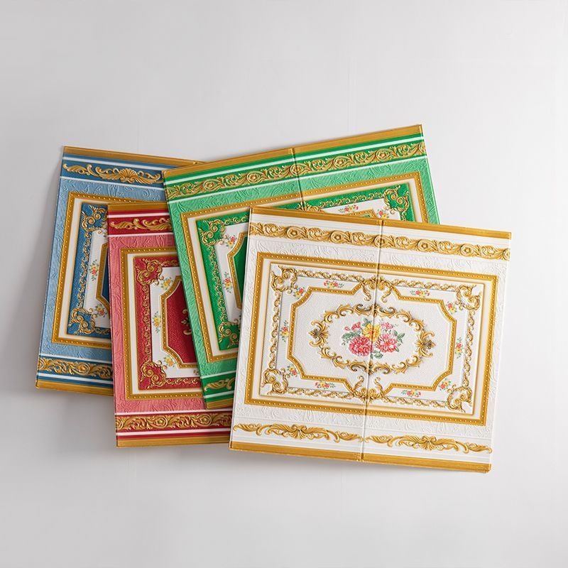 3D стенен стикер от XPE пяна – геометричен модел, китайски стил, стенно обкръжение за главата на леглото, пожарозащита