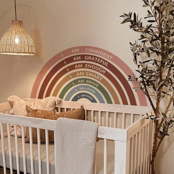 PVC dúhová samolepiaca nálepka na stenu s afirmatívnymi vetami, 1 kus, graffiti štýl, plochý dizajn nástennej dekorácie