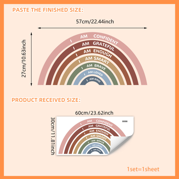 PVC dúhová samolepiaca nálepka na stenu s afirmatívnymi vetami, 1 kus, graffiti štýl, plochý dizajn nástennej dekorácie