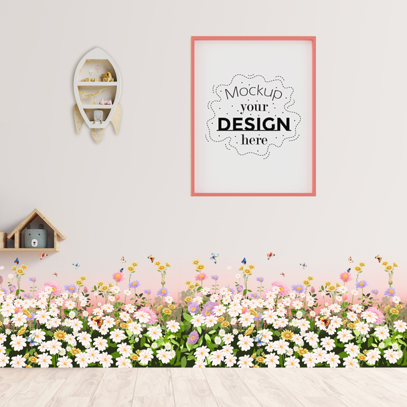 Dvojdielny PVC samolepiaci nálep na stenu s motívom rastlín a kvetov, vodotesný, do obývačky, spálne, pracovne, kuchyne a kúpeľne