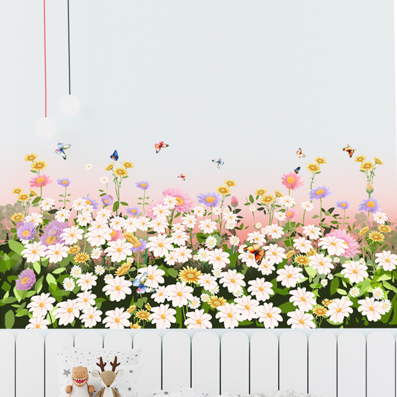 Dvojdielny PVC samolepiaci nálep na stenu s motívom rastlín a kvetov, vodotesný, do obývačky, spálne, pracovne, kuchyne a kúpeľne