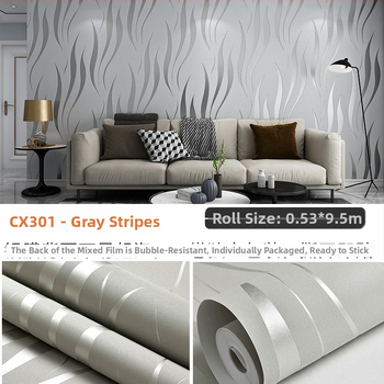 Autocolant de perete autoadeziv cu model în dungă și ondulat — design modern minimalist; material: textil nețesut; trei straturi; efect decorativ special; îmbunătățește decorul peretelui