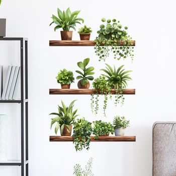 Adeziv de perete – Motiv cu plantă în ghiveci, autoadeziv și detașabil, PVC, 1 bucată, decorativ pentru sufragerie, dormitor, birou, bucătărie, hol