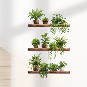 Adeziv de perete – Motiv cu plantă în ghiveci, autoadeziv și detașabil, PVC, 1 bucată, decorativ pentru sufragerie, dormitor, birou, bucătărie, hol