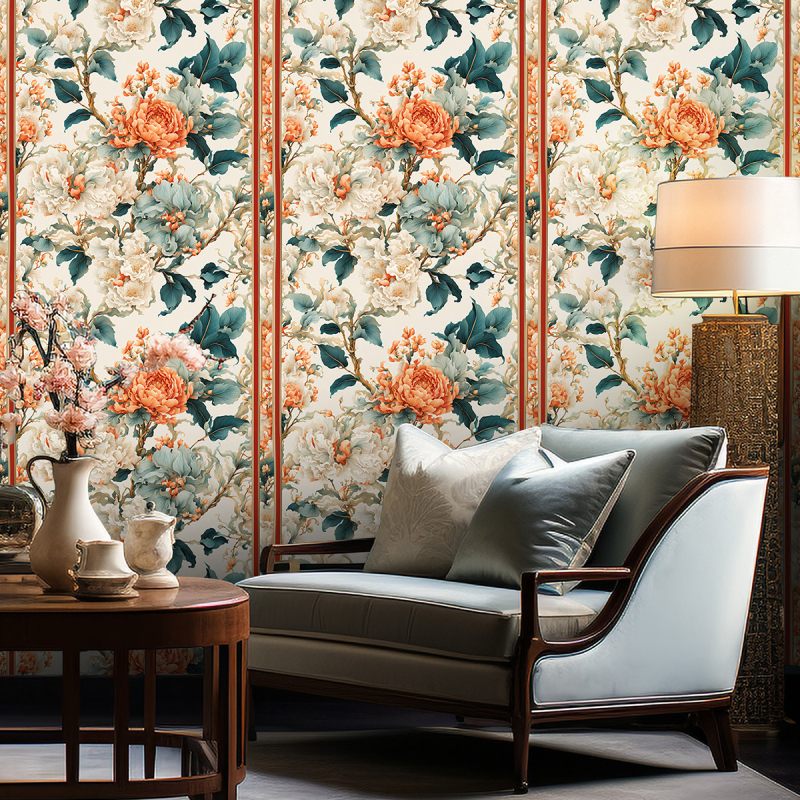 Tapet autoadeziv pentru perete, model floral, PVC, rezistent la murdărie, stil lux ușor