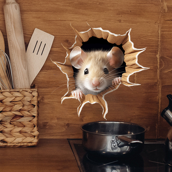 Autocolant de perete PVC cu efect 3D, model cu animale drăguțe, 1 piesă, decor mural pentru living, dormitor sau spații comerciale