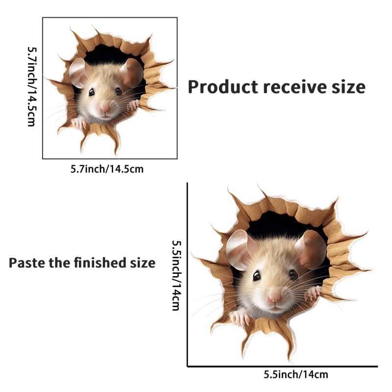 Autocolant de perete PVC cu efect 3D, model cu animale drăguțe, 1 piesă, decor mural pentru living, dormitor sau spații comerciale