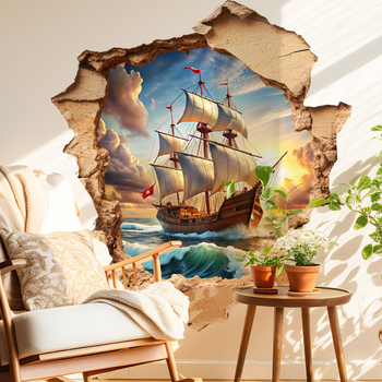 Decal de perete: velier cu motiv de găuri uzate, PVC, 1 bucată, sufragerie și dormitor, stil modern minimalist