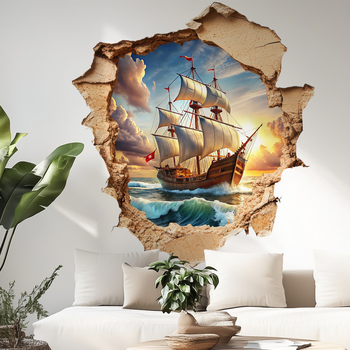 Decal de perete: velier cu motiv de găuri uzate, PVC, 1 bucată, sufragerie și dormitor, stil modern minimalist