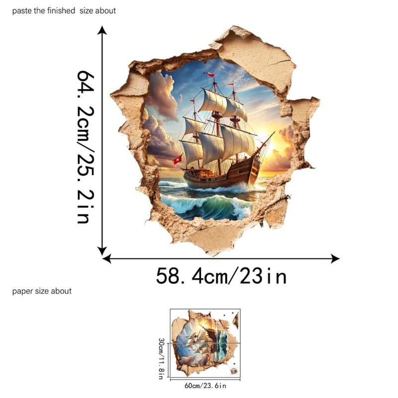 Decal de perete: velier cu motiv de găuri uzate, PVC, 1 bucată, sufragerie și dormitor, stil modern minimalist