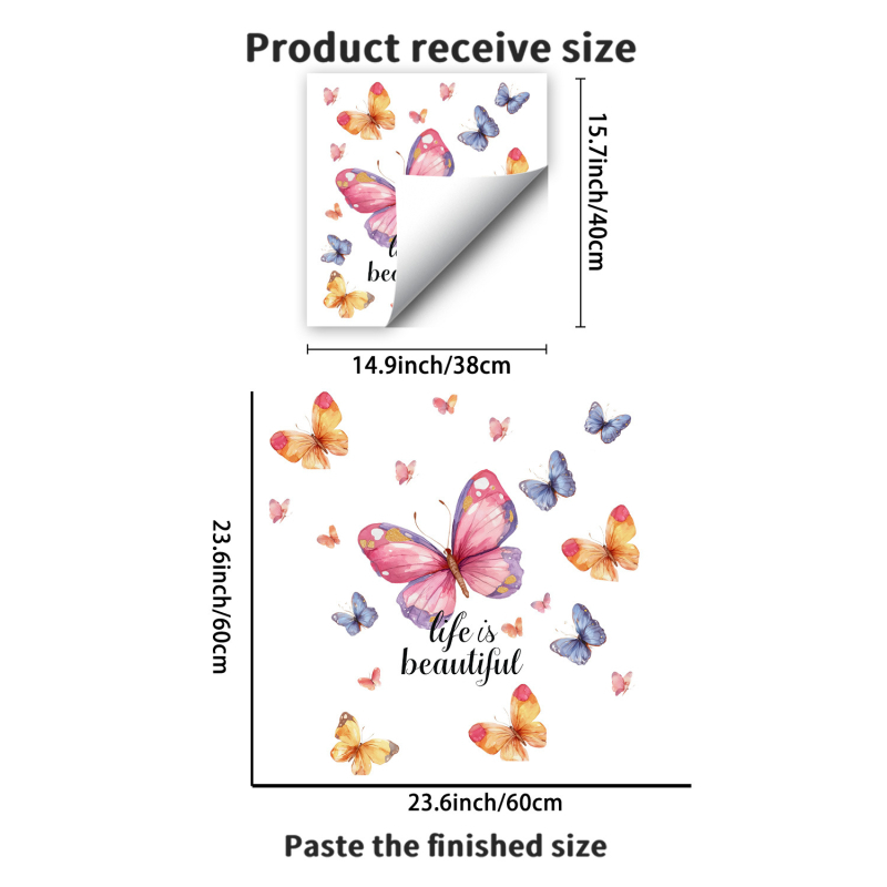 Autocolant de perete cu fluture - PVC autoadeziv, 1 bucată, pentru living, dormitor, birou, hol, cameră a copiilor | Stil modern minimalist