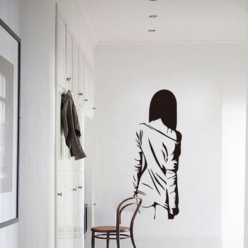 Autocolant decorativ de perete cu silueta feminină – stil modern minimalist, PVC, pentru living sau dormitor