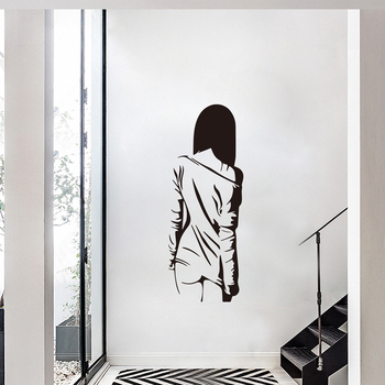 Autocolant decorativ de perete cu silueta feminină – stil modern minimalist, PVC, pentru living sau dormitor