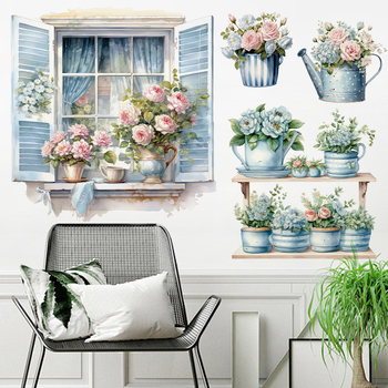 Chuan Hao PVC sticker de perete pentru pervazul ferestrei cu flori – impermeabil, o singură bucată, potrivit pentru sufragerie, dormitor, birou, bucătărie, baie, hol, balcon, spații comerciale