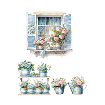 Chuan Hao PVC sticker de perete pentru pervazul ferestrei cu flori – impermeabil, o singură bucată, potrivit pentru sufragerie, dormitor, birou, bucătărie, baie, hol, balcon, spații comerciale