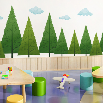 Nálepka na stenu – PVC, vodotesná, samolepiaca, karikatúrne lesné rastliny do spálne