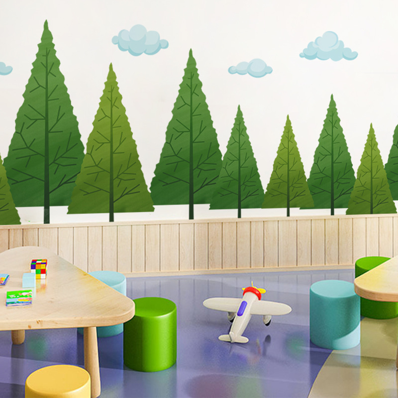 Nálepka na stenu – PVC, vodotesná, samolepiaca, karikatúrne lesné rastliny do spálne