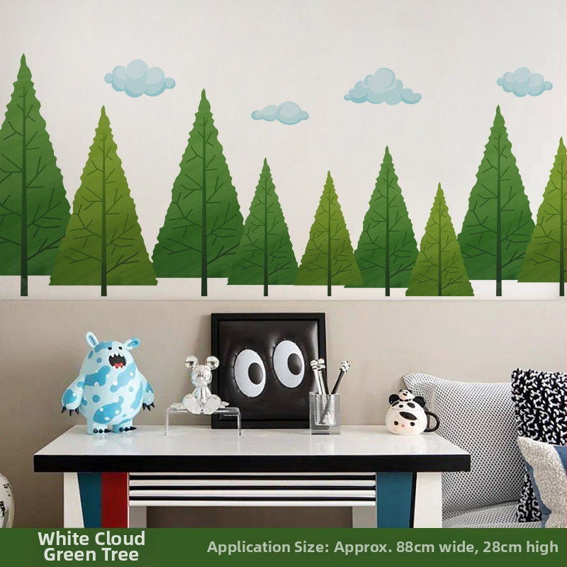 Nálepka na stenu – PVC, vodotesná, samolepiaca, karikatúrne lesné rastliny do spálne