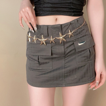 Colan talie cu design cruce și stea de mare din metal, pentru femei, stil dulce și răcoros, bijuterii pentru corp inspirate de litoral pentru călătorii