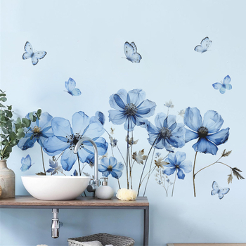 Autocolant de perete din PVC – plante și flori, impermeabil, 1 bucată, pentru living, dormitor, hol