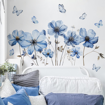 Autocolant de perete din PVC – plante și flori, impermeabil, 1 bucată, pentru living, dormitor, hol