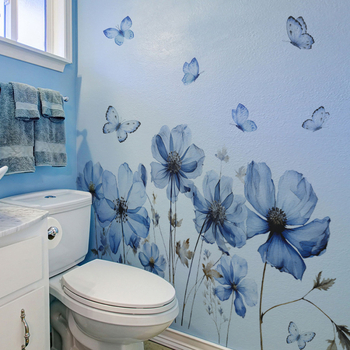 Autocolant de perete din PVC – plante și flori, impermeabil, 1 bucată, pentru living, dormitor, hol