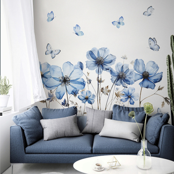 Autocolant de perete din PVC – plante și flori, impermeabil, 1 bucată, pentru living, dormitor, hol