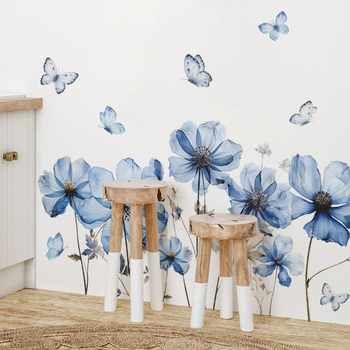 Autocolant de perete din PVC – plante și flori, impermeabil, 1 bucată, pentru living, dormitor, hol