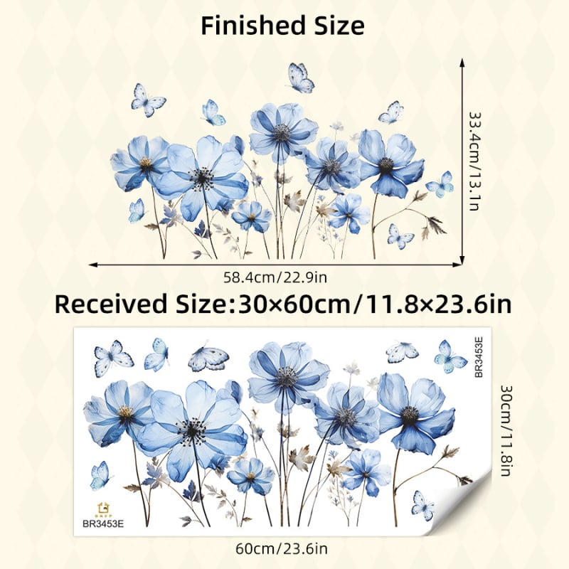 Autocolant de perete din PVC – plante și flori, impermeabil, 1 bucată, pentru living, dormitor, hol