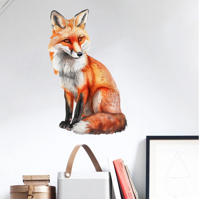 Autocolant decorativ pentru perete cu vulpe – PVC, autoadeziv, animale amuzante, pentru sufragerie și dormitor