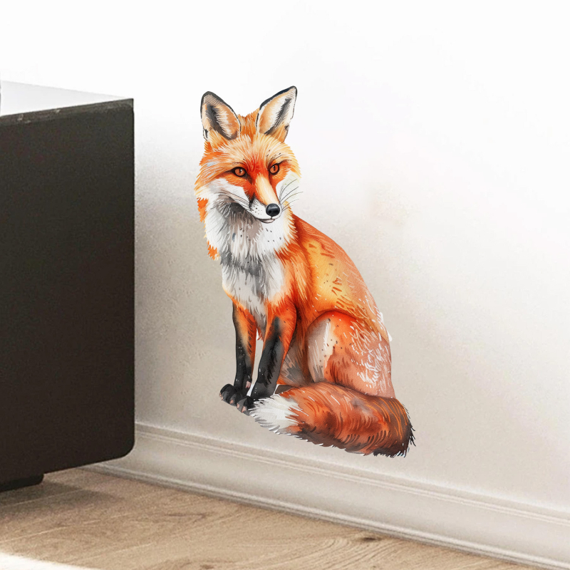 Autocolant decorativ pentru perete cu vulpe – PVC, autoadeziv, animale amuzante, pentru sufragerie și dormitor