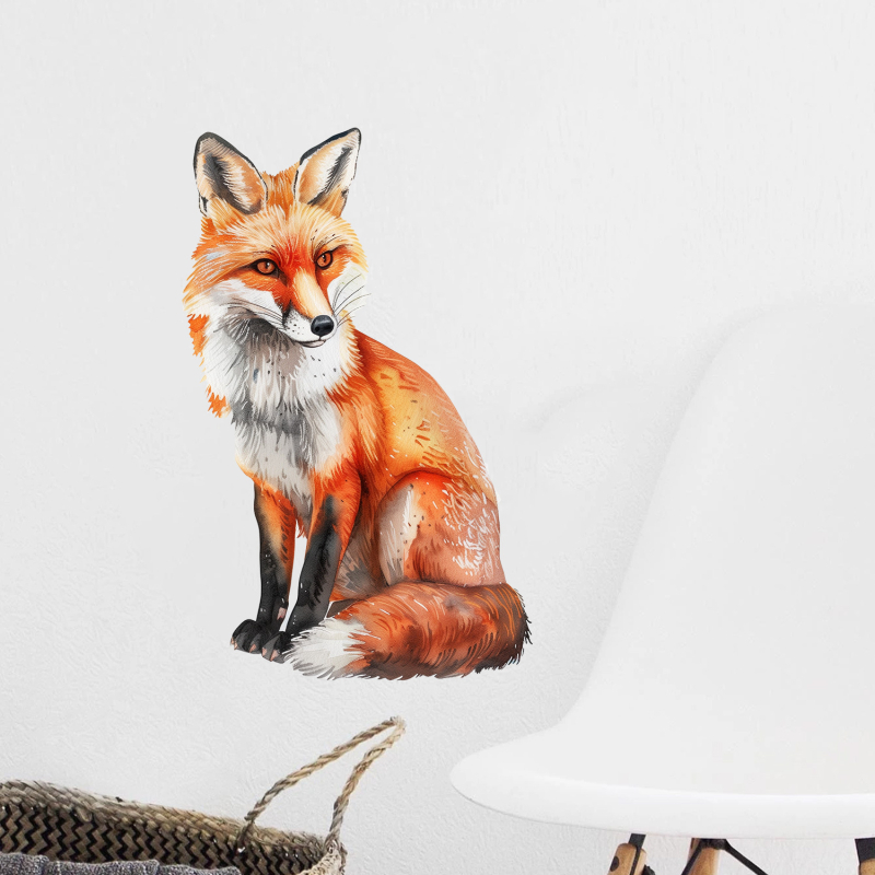 Autocolant decorativ pentru perete cu vulpe – PVC, autoadeziv, animale amuzante, pentru sufragerie și dormitor