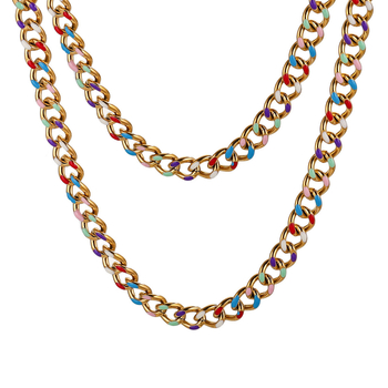 Colier din oțel inoxidabil, lanț cu cruce, design geometric, unisex, electroplatat, 35 g