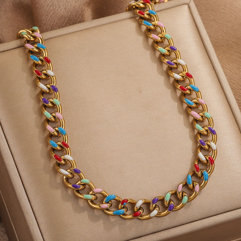 Colier din oțel inoxidabil, lanț cu cruce, design geometric, unisex, electroplatat, 35 g