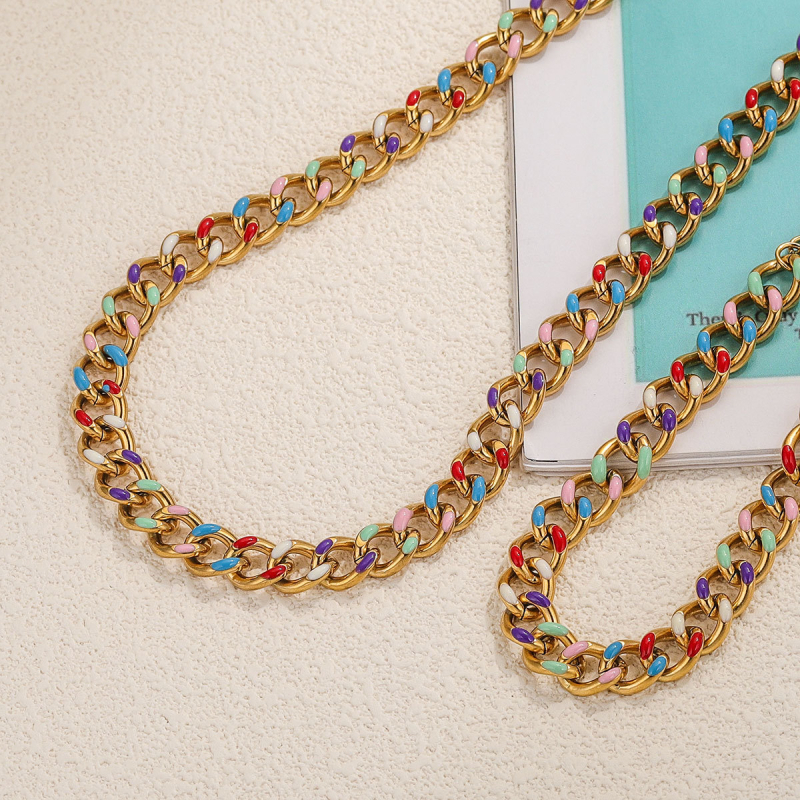 Colier din oțel inoxidabil, lanț cu cruce, design geometric, unisex, electroplatat, 35 g