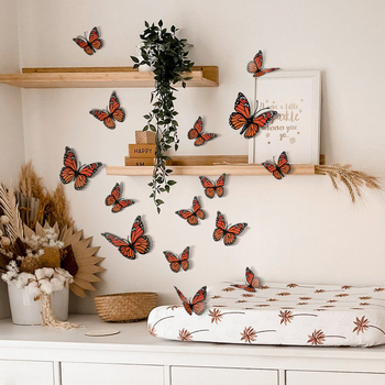 Sticker de perete 3D cu fluturi, PVC, set de 12 buc, stil modern minimalist