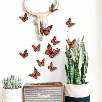 Sticker de perete 3D cu fluturi, PVC, set de 12 buc, stil modern minimalist