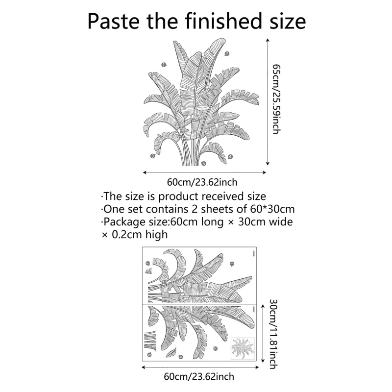 Stickere de perete – plantă tropicală de bananier, PVC, set de 2 bucăți, graffiti pe perete, brand Card dream
