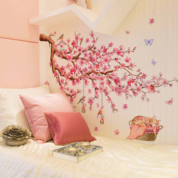 MS9025 autocolant de perete PVC – plante și flori, stil graffiti, set de 2 bucăți, pentru living și dormitor, decor modern minimalist